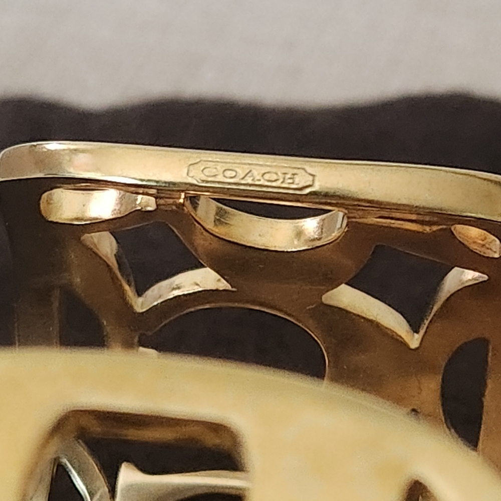 Rare Vintage Coach Gold Signature Monogram Cuff Bangle With Dust Bag - Picture 6 of 11
